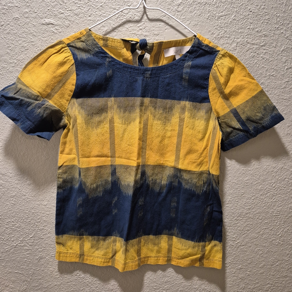 LOFT Yellow and Blue Knit Top